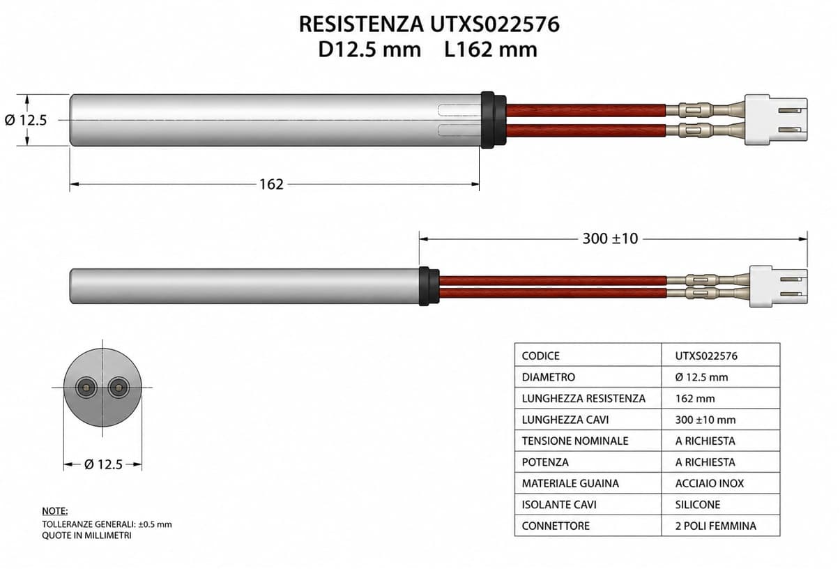 RESISTENZA UTXS022576 D12.5 MM L162MM 2