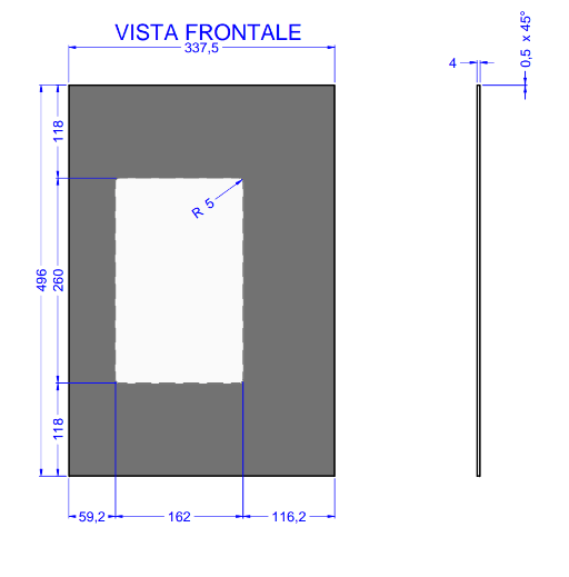 VETRO 496X337.5 SP.4 CERAMICATO